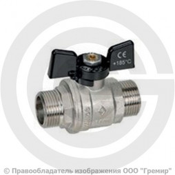 Кран латунный Ду-20 (3/4") Ру-40 НР (НАР) никель полнопроходной бабочка Bugatti серия 327