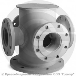 Крест с пожарной подставкой фланцевый ППКФ стальной Ду 250-100