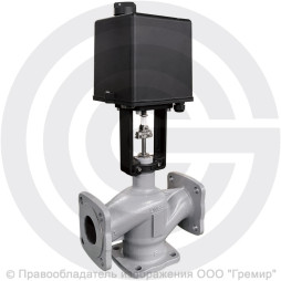 Клапан регулирующий трехходовой смесительный стальной фланцевый на пар Ду-50 Ру-25 Kvy=40м3/ч с электроприводом LEA-2500 24В с датчиком 4-20mA Энерготехномаш
