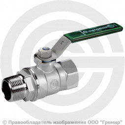 Кран латунный Ду-15 (1/2") Ру-42 ВР-НР (ВН-НАР) хром зеленый рычаг Giacomini R254WL