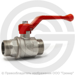 Кран латунный Ду-15 (1/2") Ру-40 НР (НАР) никель рычаг VALFEX 11Б27фт1М