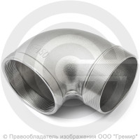 Отвод резьбовой (угольник) нержавеющий AISI 304 НР-ВР (НАР-ВН) Ду-80 (3")