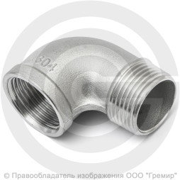 Отвод резьбовой (угольник) нержавеющий AISI 316 НР-ВР (НАР-ВН) Ду-32 (1 1/4")