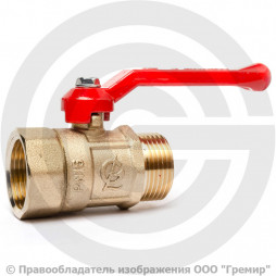 Кран латунный Ду-32 (1 1/4") Ру-16 ВР-НР (ВН-НАР) рычаг ГАЛЛОП ПРАКТИК 121