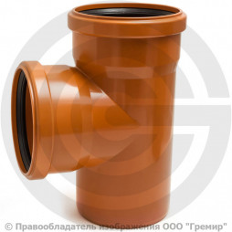 Тройник НПВХ (ПВХ) с раструбом коричневый Дн 160-110 87гр б/нап в/к Ostendorf KGEA