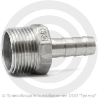 Штуцер под шланг "елочка" нержавеющий AISI 304 Ду 32-25мм (1 1/4"-25мм)