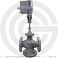 Клапан регулирующий трехходовой смесительный чугунный фланцевый Ду-32 Ру-16 Kvy=10м3/ч с электроприводом Regada ST mini 220В без датчика Энерготехномаш
