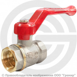 Кран латунный Ду-40 (1 1/2") Ру-25 ВР-НР (ВН-НАР) никель рычаг VALFEX 11Б27фт1М