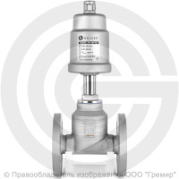 Клапан запорно-регулирующий нержавеющий фланцевый Ду-80 Ру-16 Kvs=114м3/ч с нержавеющим пневмоприводом 140мм PV-F Helver