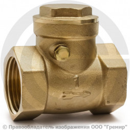 Клапан обратный поворотный латунный Ду-32 (1 1/4") Ру-30 ВР (ВН) (Т<100°С) латунь+EPDM Aquasfera 3004