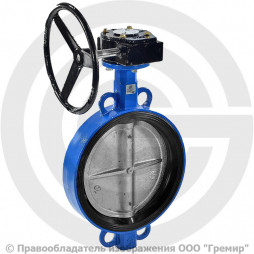 Затвор дисковый поворотный межфланцевый с редуктором Ду-400 Ру-10/16 EPDM с чугунным диском Китай