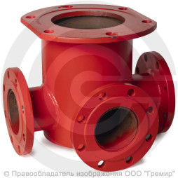 Тройник с пожарной подставкой фланцевый ППТФ стальной Ду 200-100 Ру-10 КЗСД